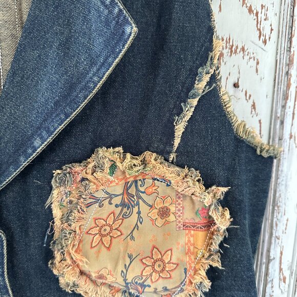 New Boutique Brand Denim Vest with Peace Patch (similar to POL, Easel) - Picture 11 of 12